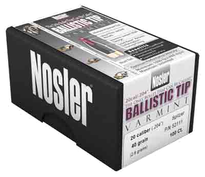 Nosler Bullets Ballistic Tip Bullets – .204 40 Grain 100-Pack