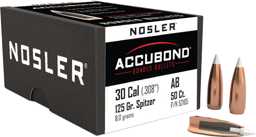 Nosler 30 Caliber .308 Accubond 50-Count .308 Win 125 Grain Bullets – 50-Pack