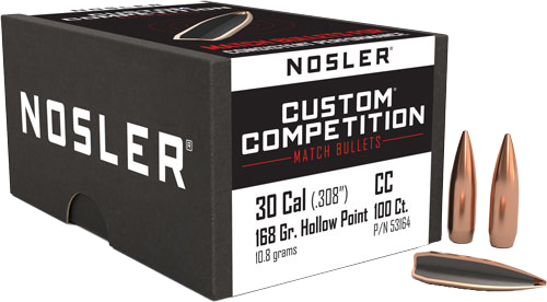Nosler Bullets 30 Caliber .308 168 Grain Hp-Bt Custom . 100C