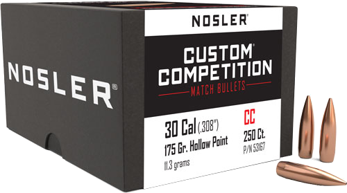 Nosler Bullets 30 Caliber .308 175 Grain Hp-Bt Custom . 250C