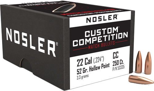 Nosler 22 Caliber .224 Hp-Bt Custom . 250-Count 52 Grain Bullets – 250-Pack