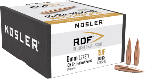 Nosler 6mm .243 Rdf Hpbt 100-Count .243 Win 105 Grain Bullets – 100-Pack