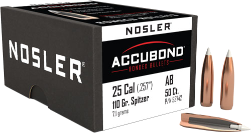 Nosler 25 Caliber .257 Accubond 50-Count 110 Grain Bullets – 50-Pack