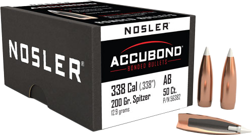 Nosler 338 Caliber .338 Accubond 50-Count 200 Grain Bullets – 50-Pack