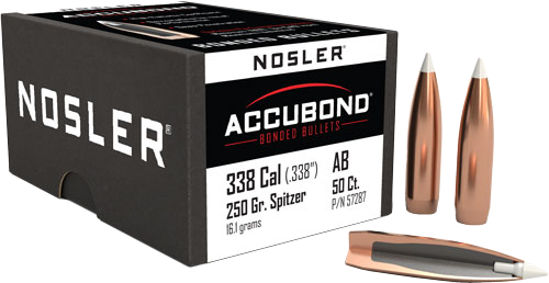 Nosler 338 Caliber .338 Accubond 50-Count 250 Grain Bullets – 50-Pack