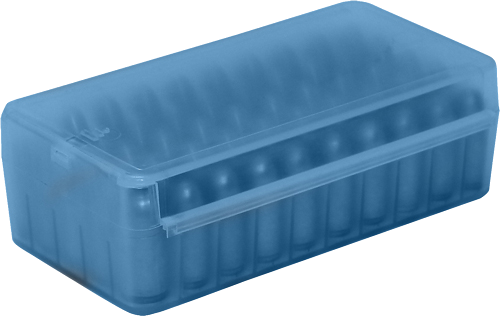 MTM AMMO BOX 9MM LUGER/380ACP 50-ROUNDS SIDE SLIDE CL BLUE