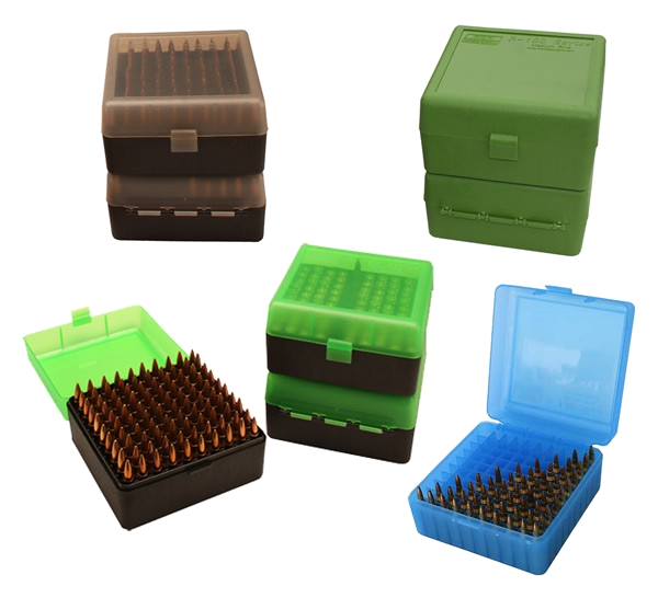 MTM Deluxe Ammo Box 100 Rounds 22-250 to 375h&H Green .22-250 Rem Rifle