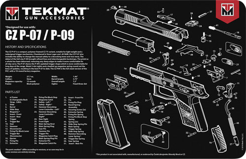 TekMat Armorers Bench MAT 11"x17" CZ P-07/09 Pistol