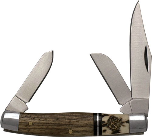 American Buffalo Knife & Tool Roper Series Laredo Stag Stockman 3-Blade Wood Handles