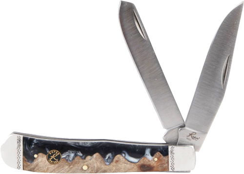American Buffalo Knife & Tool Roper Lahar Series 2BLADE Trapper 3.25" Wood Resin Handle
