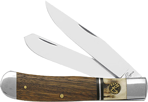 American Buffalo Knife & Tool Roper Laredo Stag Trapper 3.25" Wood/Bone Handle