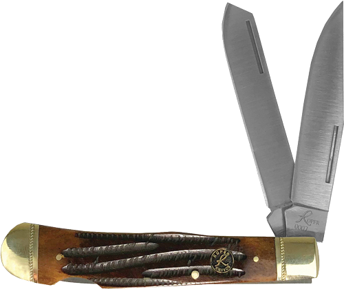 American Buffalo Knife & Tool Roper Double Action Lock Back Trapper 3.25" Coffee Handle
