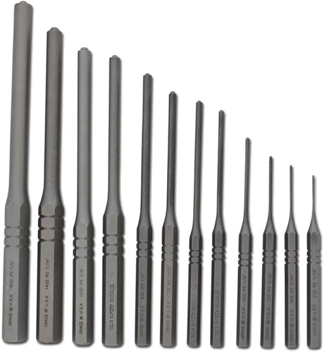 Grace USA Roll Pin Punch Set Steel 12-Piece with Vinyl Pouch