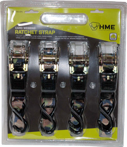 HME Products Ratchet Strap 1"X8' Camo Strap 4-Pack