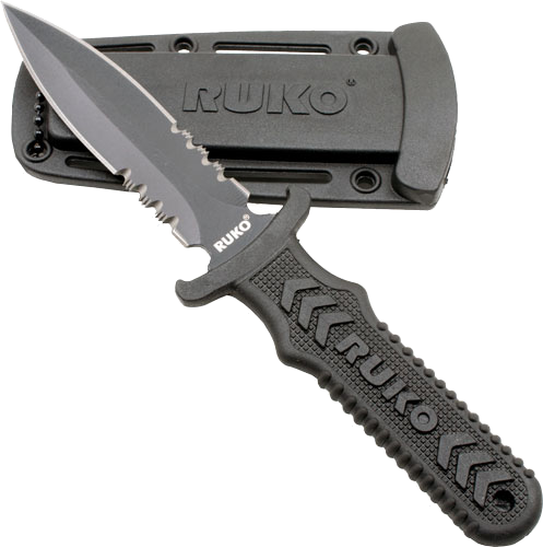 Ruko Fixed Blade Boot 4" Spear Serrated Clamshell Knife