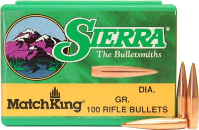 Sierra Bullets 22 Caliber .224 69 Grain HP-Bt Match 100-Count