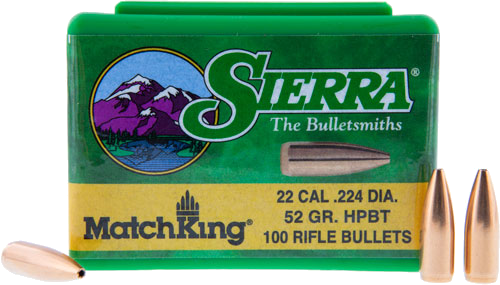 Sierra Bullets 22 Cal .224 52 Grain Hpbt Match 100-Count