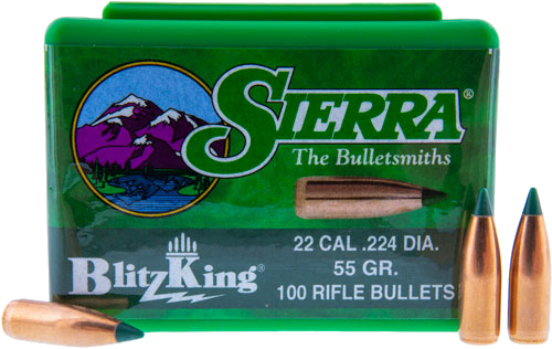 Sierra Bullets 22 Cal .224 55 Grain Blitzking 100-Count