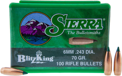 Sierra Bullets 6mm .243 70 Grain Blitzking 100-Count