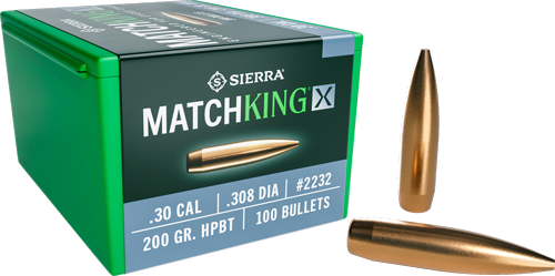 Sierra Bullets 30 Cal .308 200 Grain HP-Bt Matchking X 100-Count