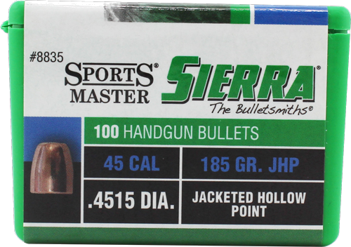 Sierra Bullets 45 Cal .4515 185 Grain Jhp 100-Count