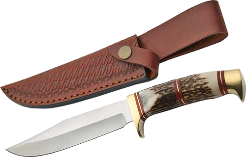 SZCO Steel Stag 5.75" Steel Wolf Stag Hunter with Sheath