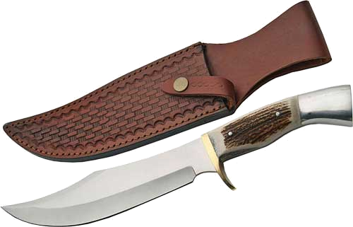 SZCO Steel Stag 8" Iron Cougar Deer Antler Handle Ss Blade