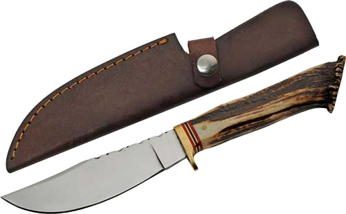 SZCO Steel Stag 5" Stag Hunter Deer Antler Handle Ss Blade
