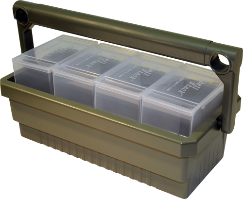 MTM Shotshell Box Caddy with 4 Ss25 Round Clear Shotshell Boxes Ammunition
