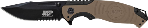 Smith & Wesson S&W M&P Index Flipper 3.5" Black/Desert Tan Clip Pt Knife