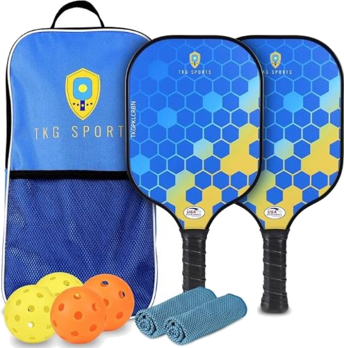 TKG Sports Carbon Fiber Pickleball Set with Carry Bag