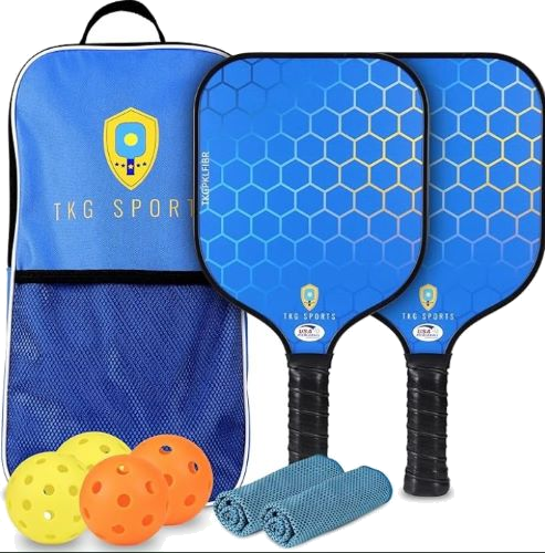 TKG Sports Fiberglass Pickleball Set with Carry Bag
