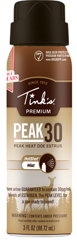 Tinks Peak30 Premium Deer Lure Estrus Hot Shot Mist 3 oz. Aero
