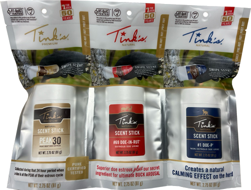 Tinks Deer Lure Scent Sticks 3-Piece. Value Pack All Season
